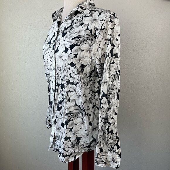 Jones New York Signature Floral Button Down Shirt Size M EUC - Picture 3 of 6